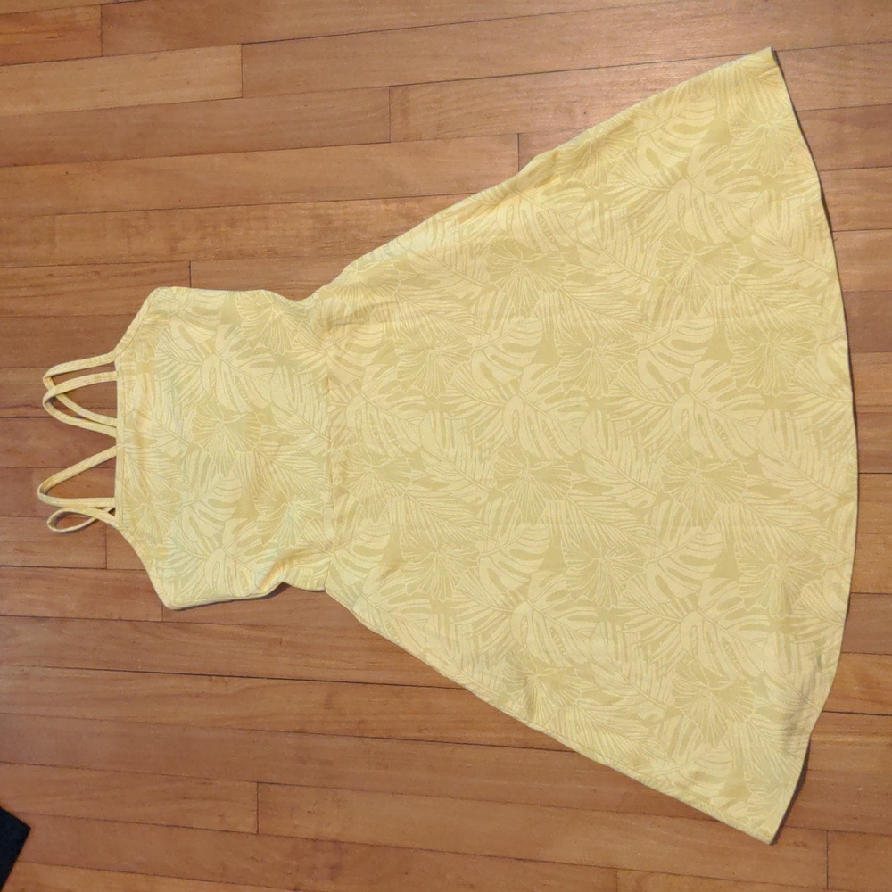 Pact Fit and Flare Strappy Dress Size Small Sunflower Palms